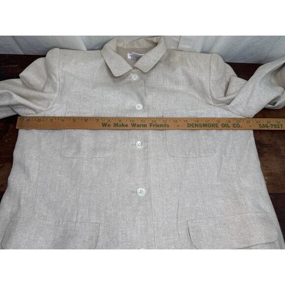 Vintage Women's Talbots 100% Irish Linen Size 12 Lined Button Up Blazer Jacket - Picture 11 of 12